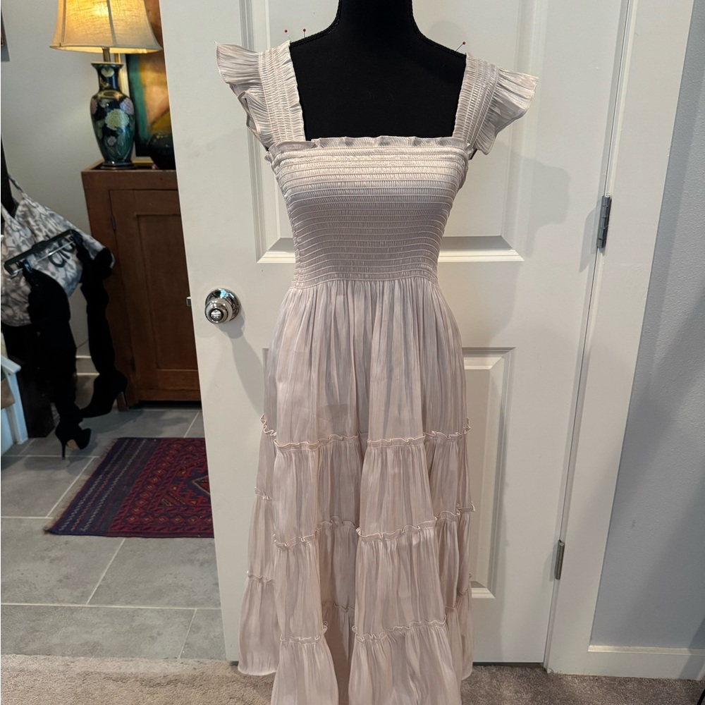 Elegant Cream Smocked Dress